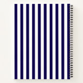 Carnet Moderne Chic Marine Bleu & Blanc Rayures Verticale (Dos)