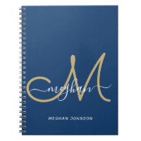 Moderne Chic Marine Or Monogramme Script