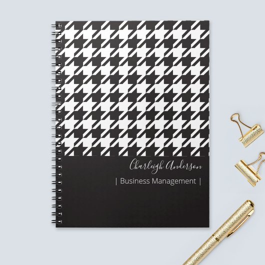 Carnet moderne chic noir et blanc Houndstooth