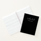 Carnet Moderne Chic Noir Nom Personnalisé Écriture Script (Intérieur)