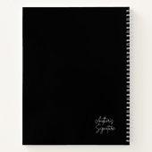 Carnet Moderne Chic Noir Nom Personnalisé Écriture Script (Dos)