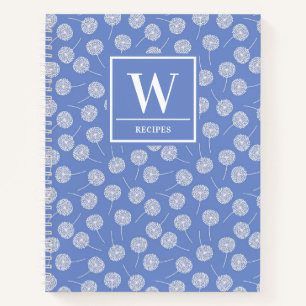Carnet Moderne Corfleur Bleu Dandelion Monogramme Recette
