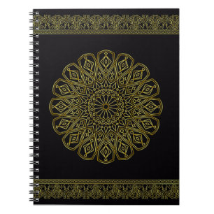 Carnet moderne de design noir et or arabesque