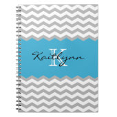 Carnet moderne de monogramme d'accent de turquoise (Devant)