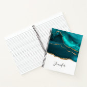 Carnet Moderne Design Turquoise Agate & Gold Ribbon sur B (Intérieur)