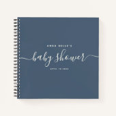 Carnet Moderne Dusty Blue Chic Script Baby shower invité (Devant)