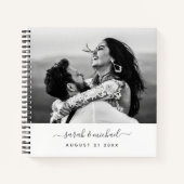 Carnet Moderne Elegant Calligraphie 2 Mariage photo Invit (Devant)