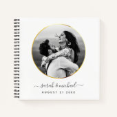 Carnet Moderne Elegant Calligraphie Photo Mariage invité (Devant)