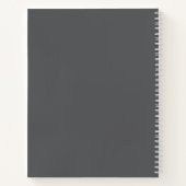 Carnet Moderne Élégant Gris Foncé Monogramme & Nom (Dos)