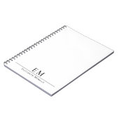 Carnet Moderne Élégant Minimaliste Noir Blanc Monogrammé (Côté gauche)