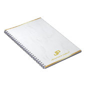 Carnet Moderne Élégant Modèle de Marbre à Monogramme Doré (Côté Droit)