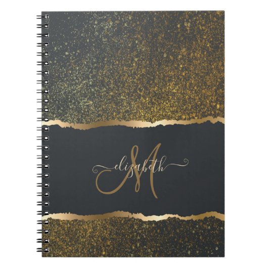 Carnet Moderne Élégant Monogramme au Touché d'Or (Devant)