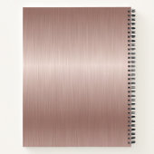 Carnet Moderne Élégant Rose Or brossé Métal Monogramme (Dos)