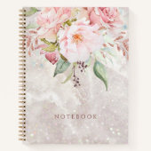 Carnet Moderne Elégant rose Peony Floral Marbre (Devant)
