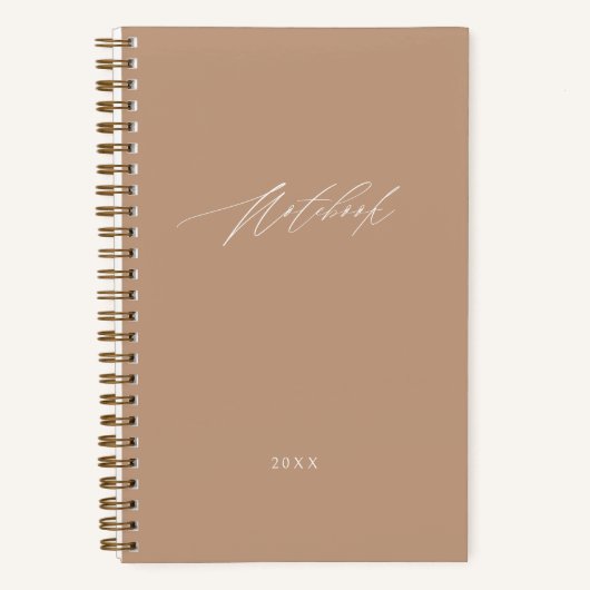 Carnet Moderne Élégant Script Minimal Beige Personnalisé (Recto)