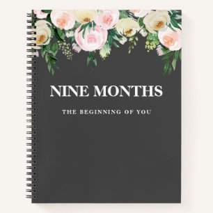 Carnet Moderne Élégante Fleurs minimes Grossesse Cadeau