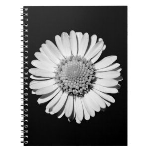 Carnet Moderne et élégant Grand Fleur marguerite noir et