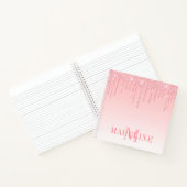 Carnet Moderne et élégant rose poudré pailleté monogramme (Intérieur)
