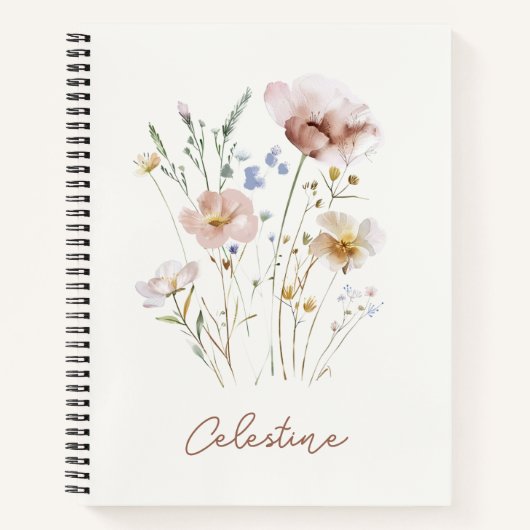 Carnet Moderne Fleur Personnalisée Douce (Devant)