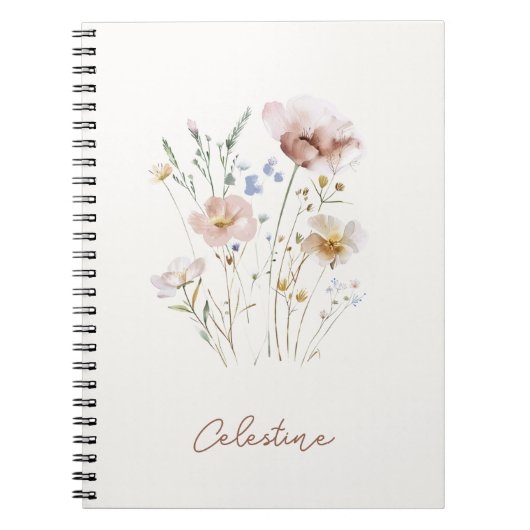 Carnet Moderne Fleur Personnalisée Douce (Devant)