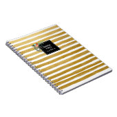 Carnet moderne Floral et Gold Foil Stripes (Côté Droit)