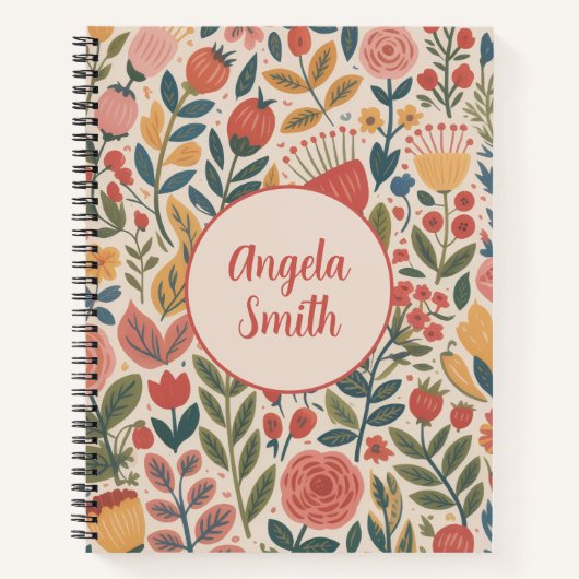 Carnet Moderne Floral Rose (Devant)