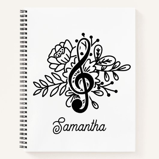 Carnet Moderne Floral Treble Clef Music Amateurs (Devant)