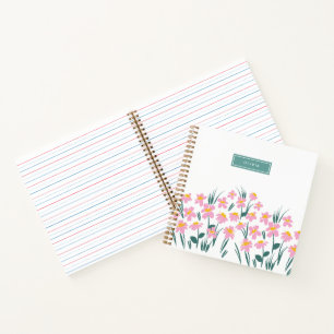 Carnet Moderne florale élégante girly bleu chic