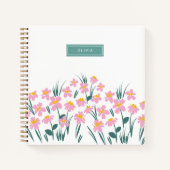 Carnet Moderne florale élégante girly bleu chic (Devant)