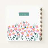 Carnet Moderne florale élégante girly bleu chic (Dos)