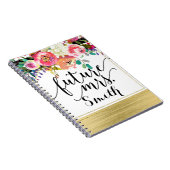 Carnet Moderne Florale Vive Et Gras Aquarelle Future Mme. (Côté Droit)