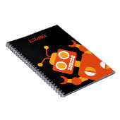 Carnet Moderne frais personnalisé par robot noir orange (Côté Droit)