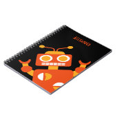 Carnet Moderne frais personnalisé par robot noir orange (Côté gauche)