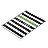 Carnet Moderne Grilles Noires FAUX Vert Glitz et nom (Côté gauche)