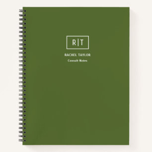 Carnet Moderne hebdomadaire mensuel Olive vert foncé Mono