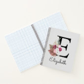 Carnet Moderne initiale florale rose E (Intérieur)