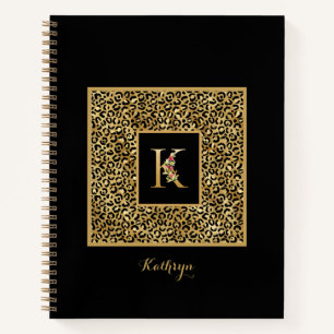 Carnet Moderne lettre K de monogramme personnel en or léo