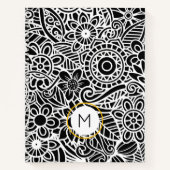 Carnet Moderne Mandela Floral Blanc Noir INITIAL Chic (Devant)