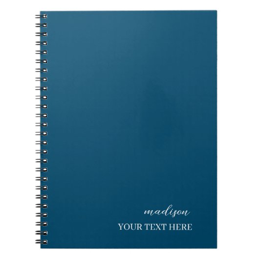 Carnet Moderne Marine Bleu Minimaliste manuscrit (Devant)