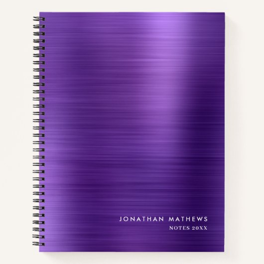 Carnet Moderne Métallique Simple Brossé Violet (Devant)