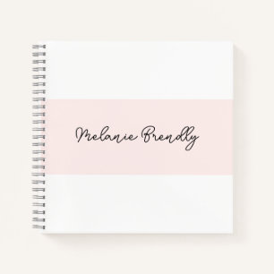 Carnet Moderne minimaliste chic rose blanc