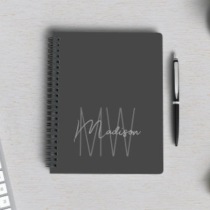 Carnet Moderne minimaliste Gris Monogramme