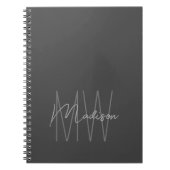 Carnet Moderne minimaliste Gris Monogramme (Devant)