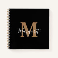 Moderne Minimaliste Monogrammé Noir