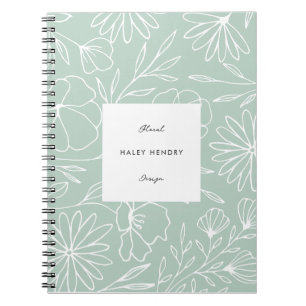 Carnet Moderne minimaliste motif floral vert
