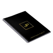 Carnet Moderne modèle noir monogrammé or élégant (Côté Droit)