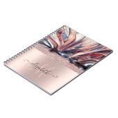 Carnet Moderne Monogramme Abstrait Rose Gold Pailleté (Côté gauche)