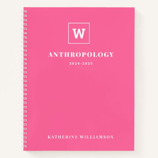 Carnet Moderne Monogramme École Sujet Étudiant Nom person (Devant)