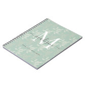 Carnet Moderne Monogramme Feuilles Botaniques Sarcelle Éc (Côté gauche)
