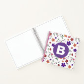 Carnet Moderne monogramme floral coloré violet (Intérieur)